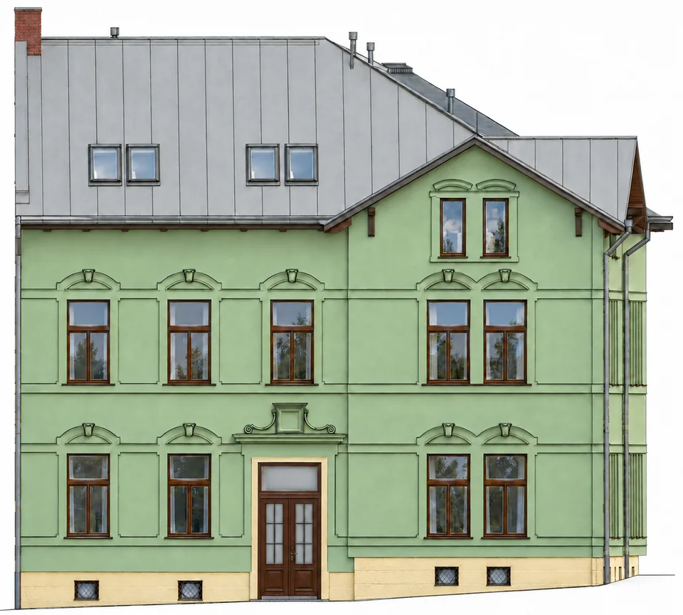 Bytový dům V Domcích — vizualizace, pohled 1